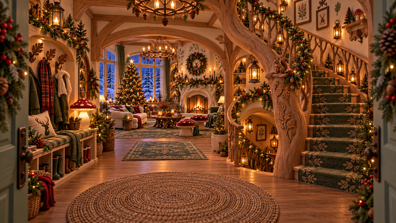 Eight Christmas entry-hall and staircase directions
