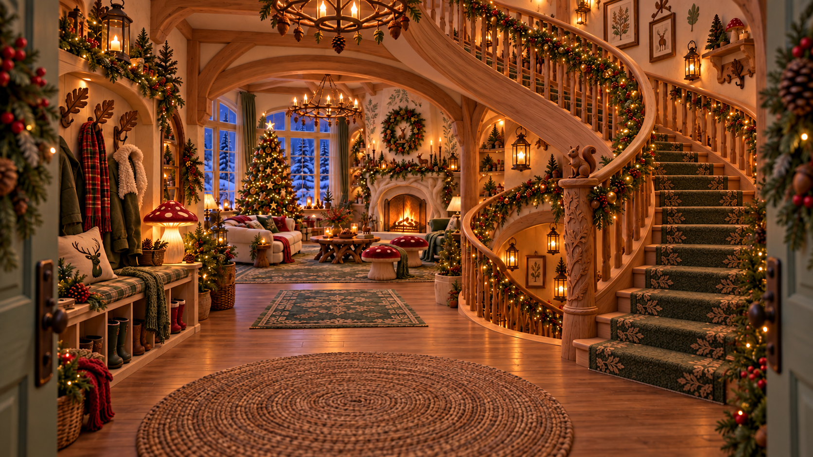 Eight entry halls with the measured sweeping stair