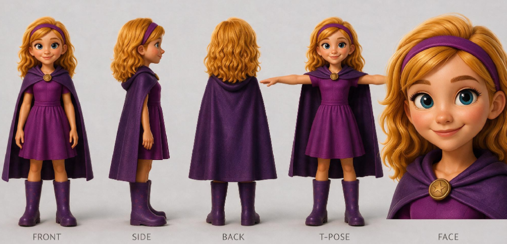 Lina 3D Character Turnaround